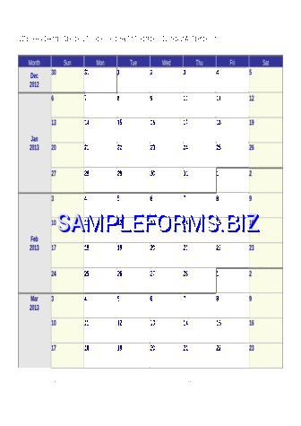 2013 Weekly Calendar Template doc pdf free